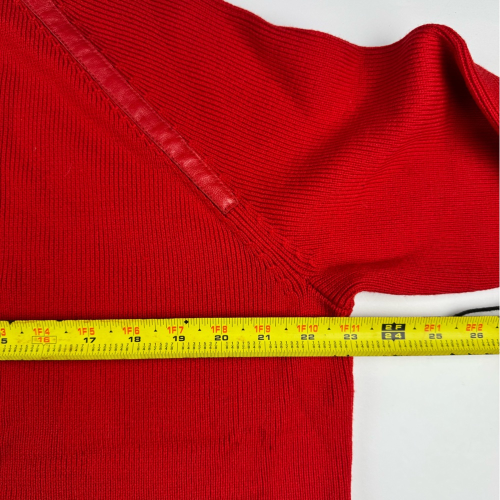 Vintage Pendleton Red Merino Wool Sweater with leather detailing size 1x - Picture 6 of 9